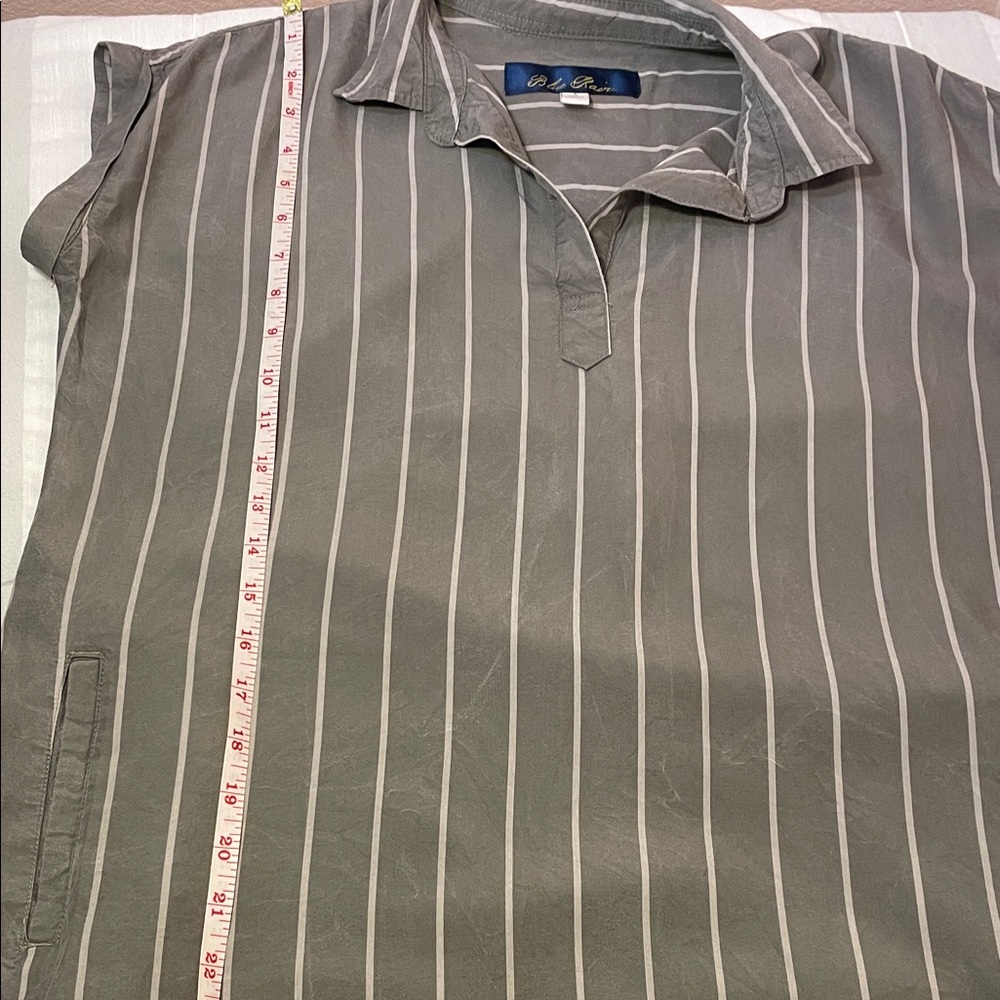100% Tencel Blue Rain Gray Striped Mini Dress - Picture 9 of 11